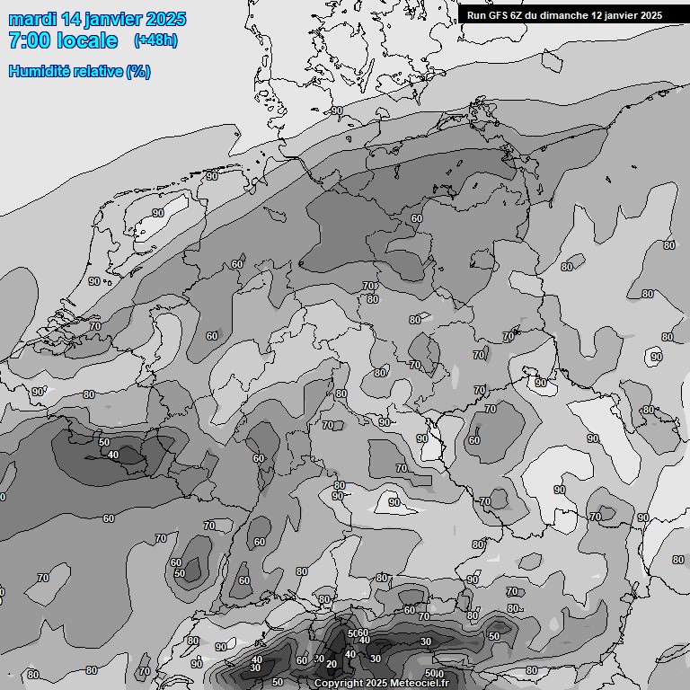 Modele GFS - Carte prvisions 