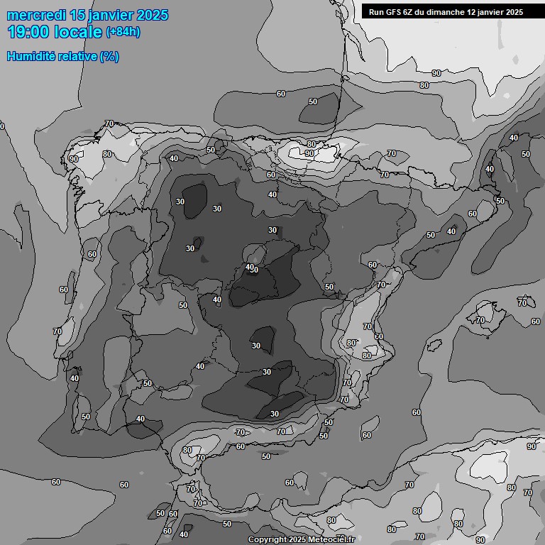 Modele GFS - Carte prvisions 