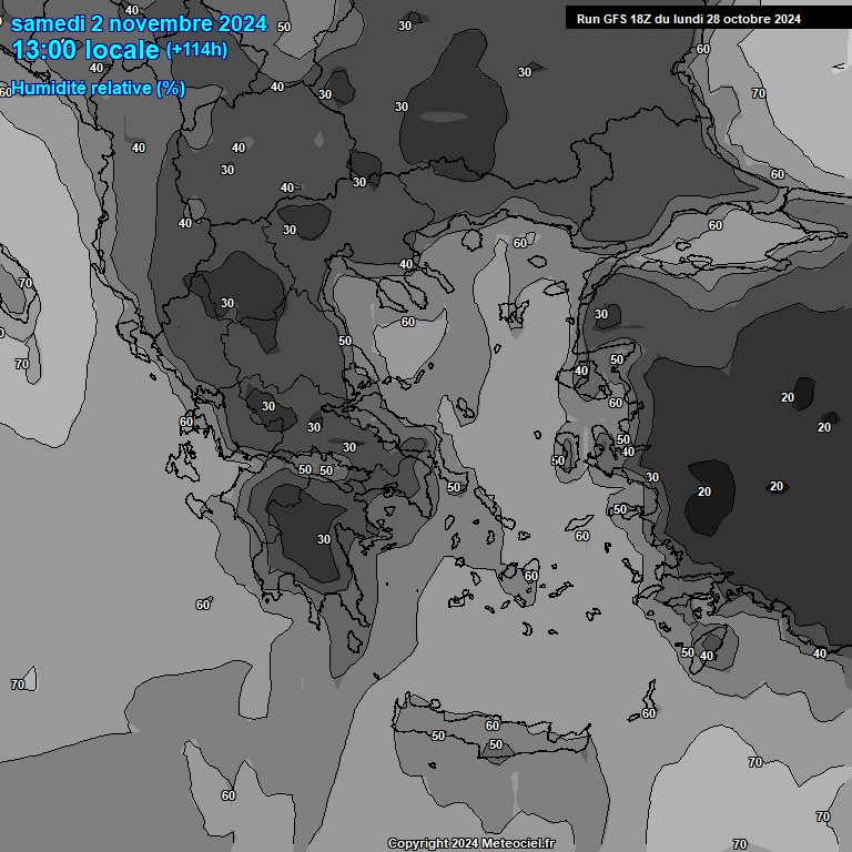 Modele GFS - Carte prvisions 