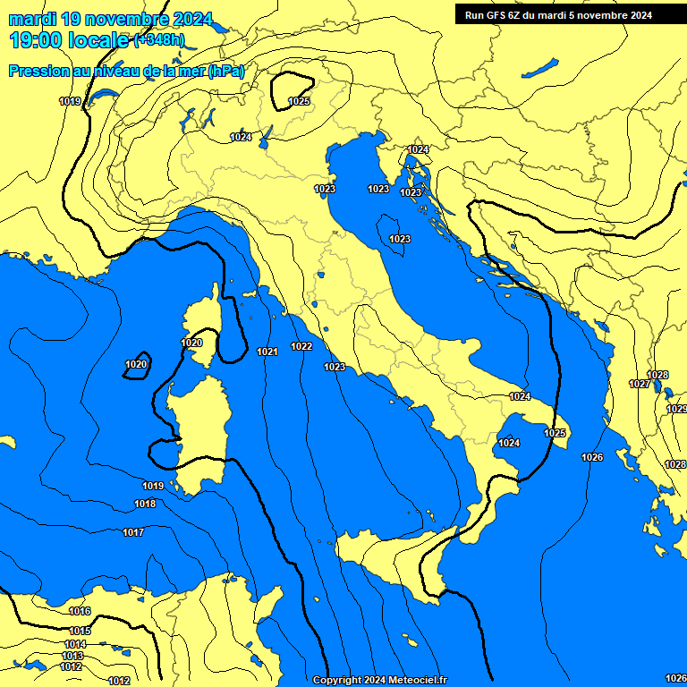 Modele GFS - Carte prvisions 