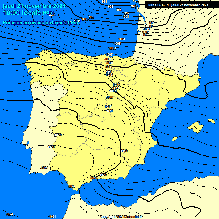 Modele GFS - Carte prvisions 