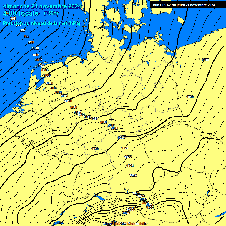 Modele GFS - Carte prvisions 