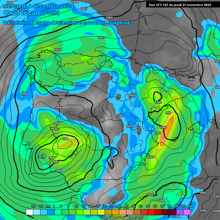 Modele GFS - Carte prvisions 