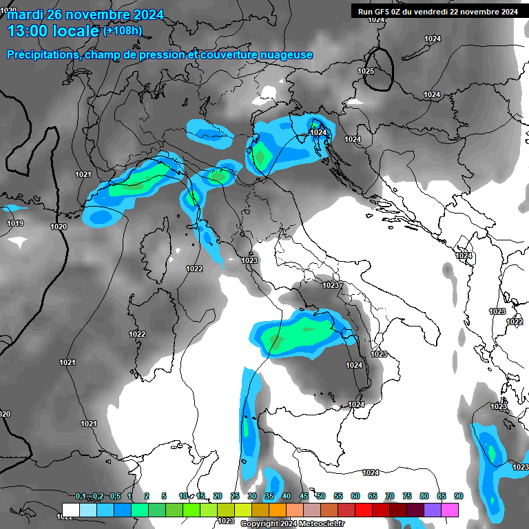 Modele GFS - Carte prvisions 