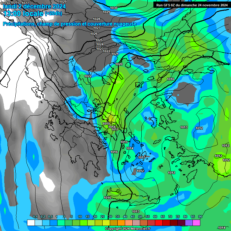 Modele GFS - Carte prvisions 