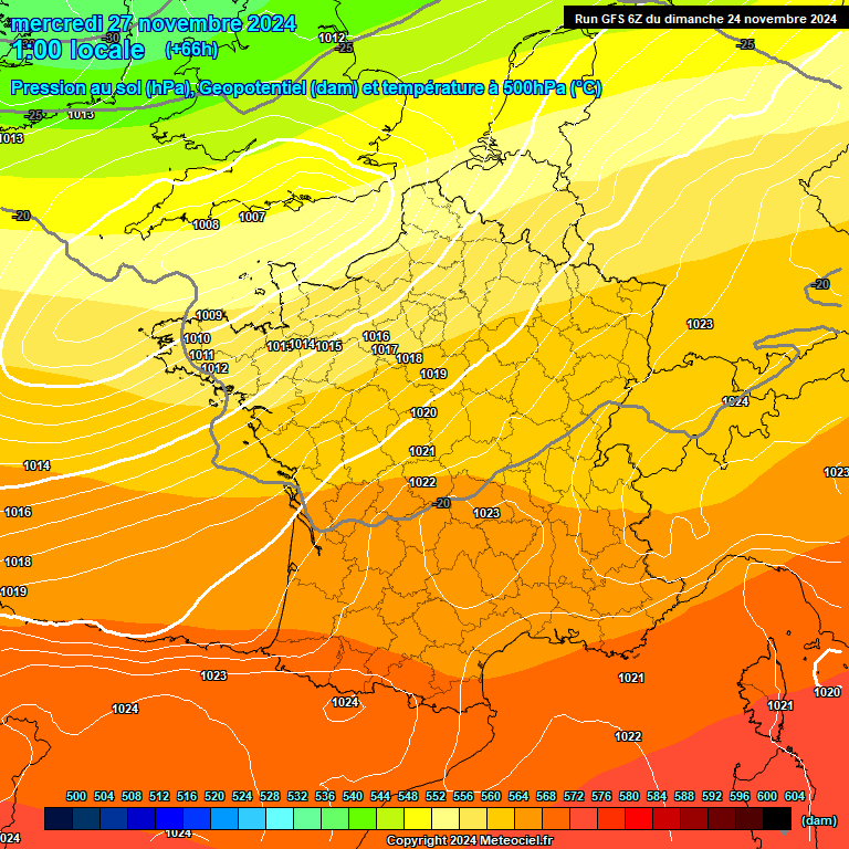 Modele GFS - Carte prvisions 