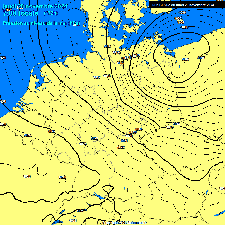 Modele GFS - Carte prvisions 