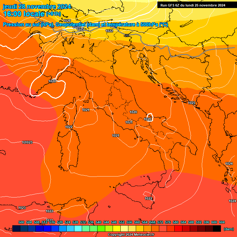 Modele GFS - Carte prvisions 