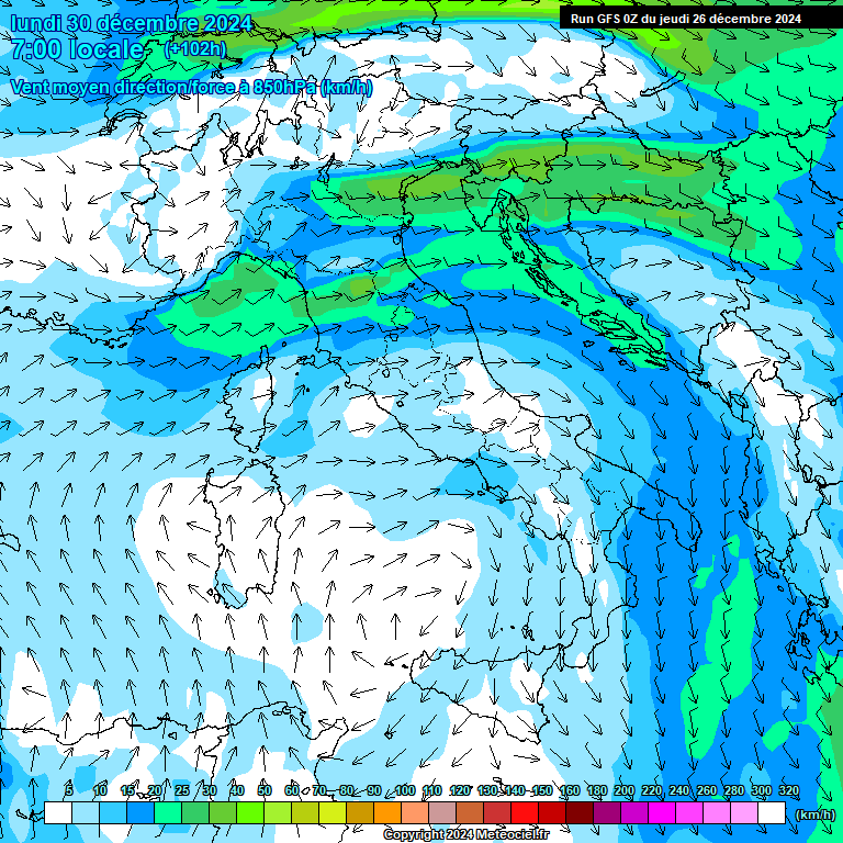 Modele GFS - Carte prvisions 