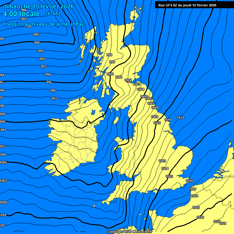Modele GFS - Carte pr�visions 