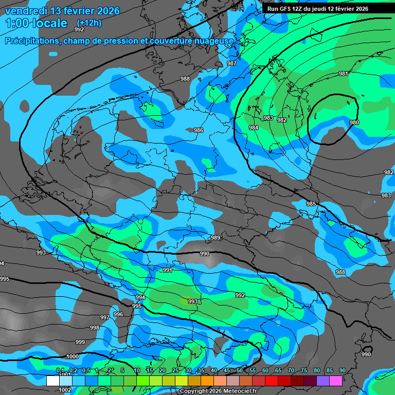 Modele GFS - Carte pr�visions 