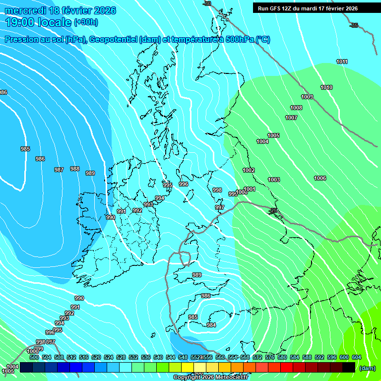 Modele GFS - Carte pr�visions 