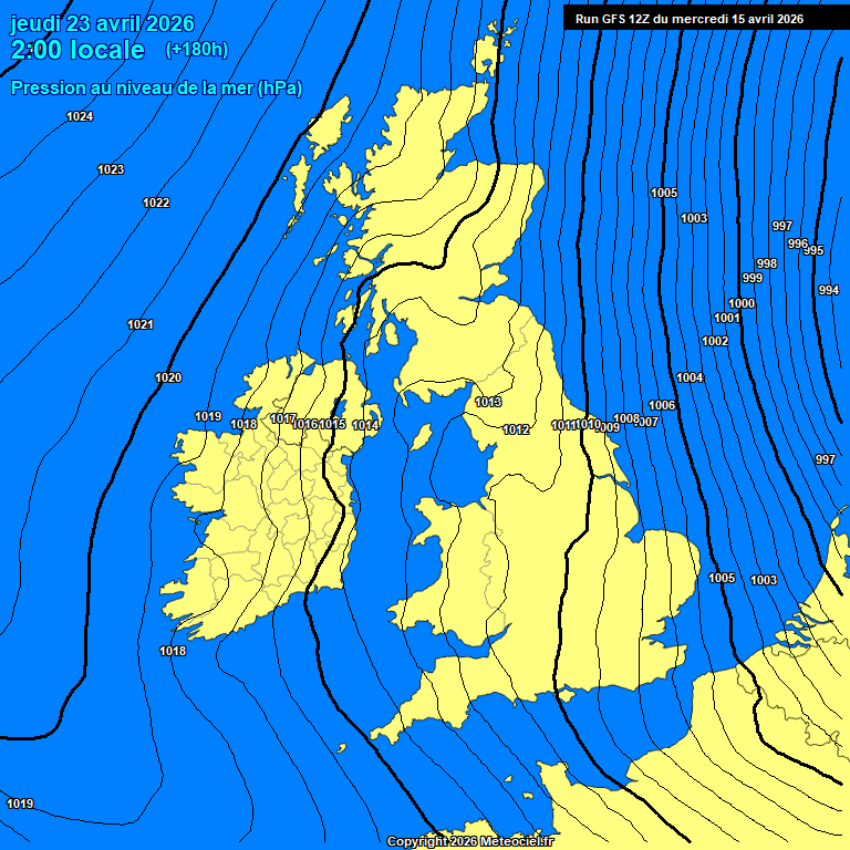 Modele GFS - Carte pr�visions 