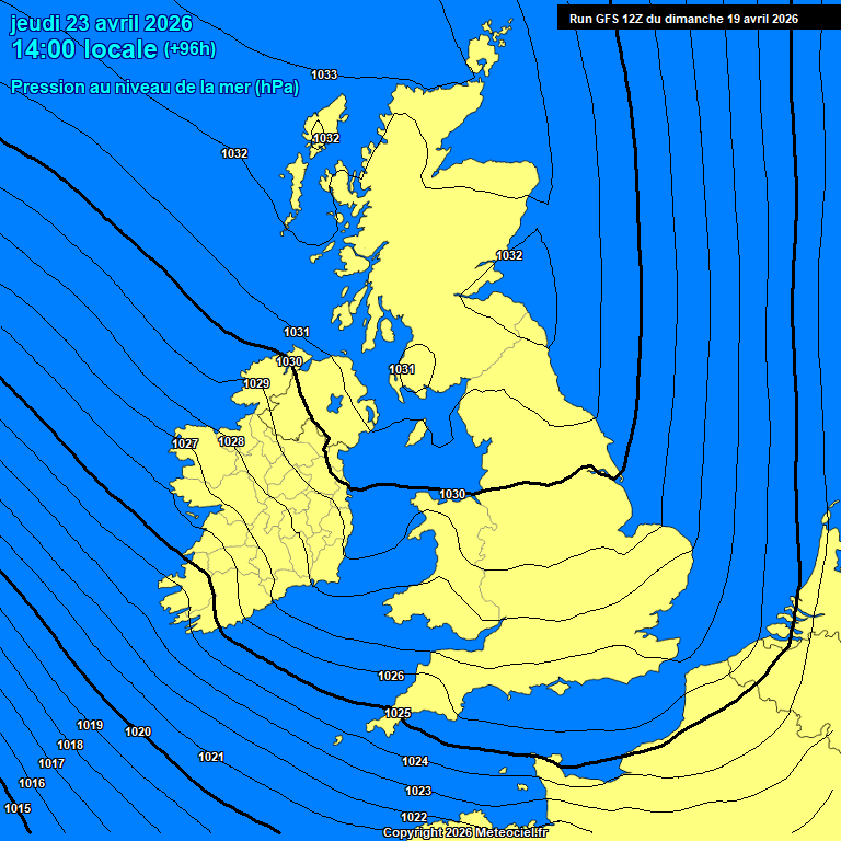 Modele GFS - Carte pr�visions 