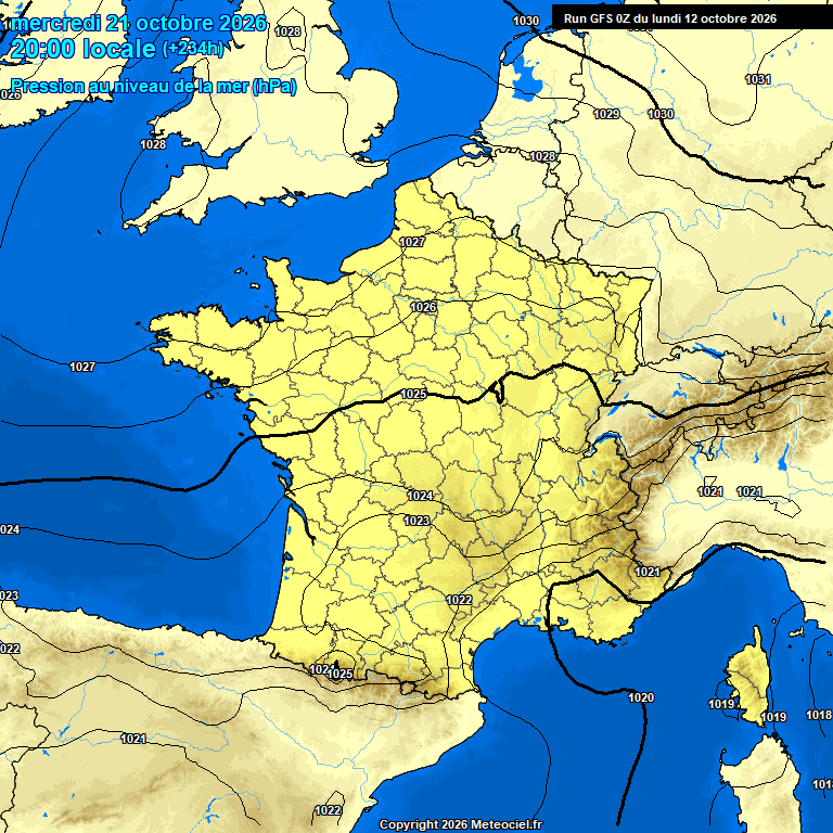 Modele GFS - Carte pr�visions 